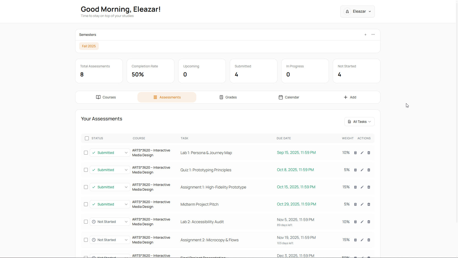 Assessment Tracking